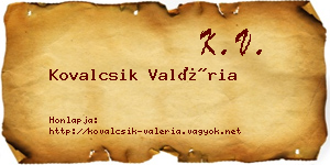 Kovalcsik Valéria névjegykártya